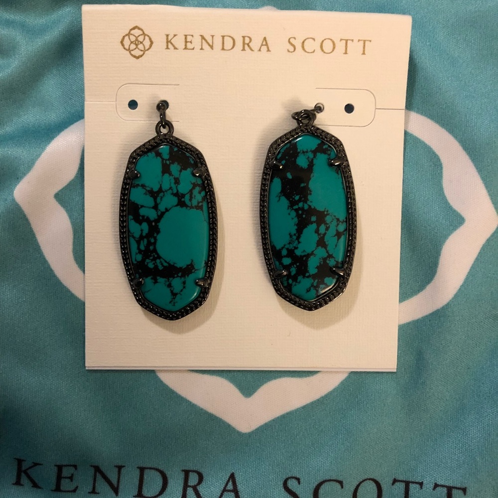 Kendra Scott Elle Turquoise and Gunmetal earrings